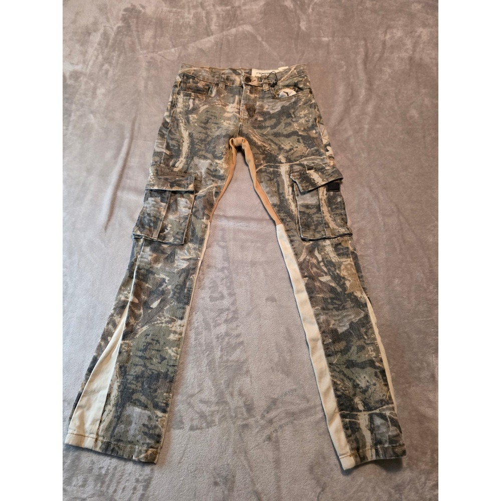 FWRD Denim Cargo Pants Womens 10 Camo Fit 3 Stacked Camouflage Trousers